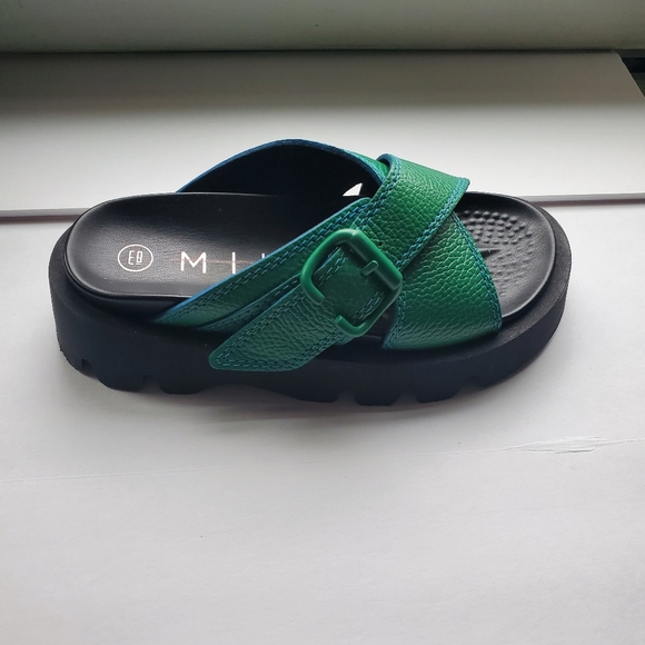 NWT Free People E8 Miista Lacey Lug Slip On Sandals Green - Picture 5 of 13